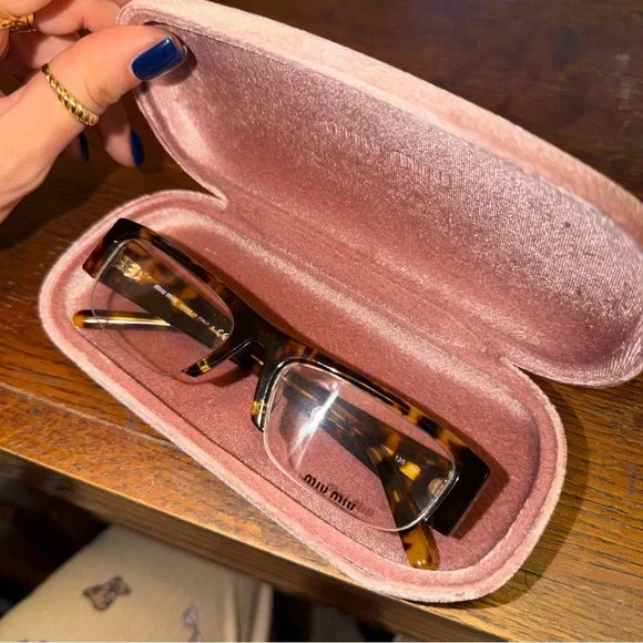Miu Miu Tortoise Shell Glasses with Soft Pink Case - Picture 3 of 5